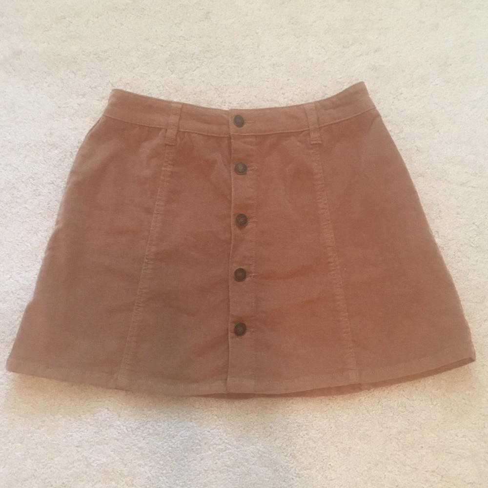 tan corduroy button skirt